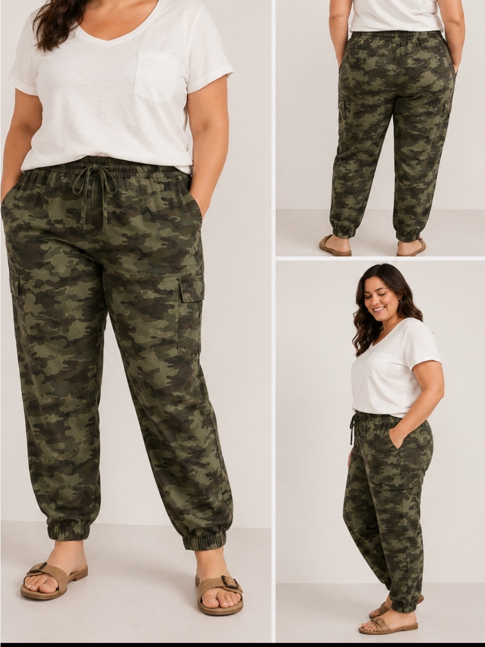 Old Navy Women's Green Camo Linen Jogger Pants